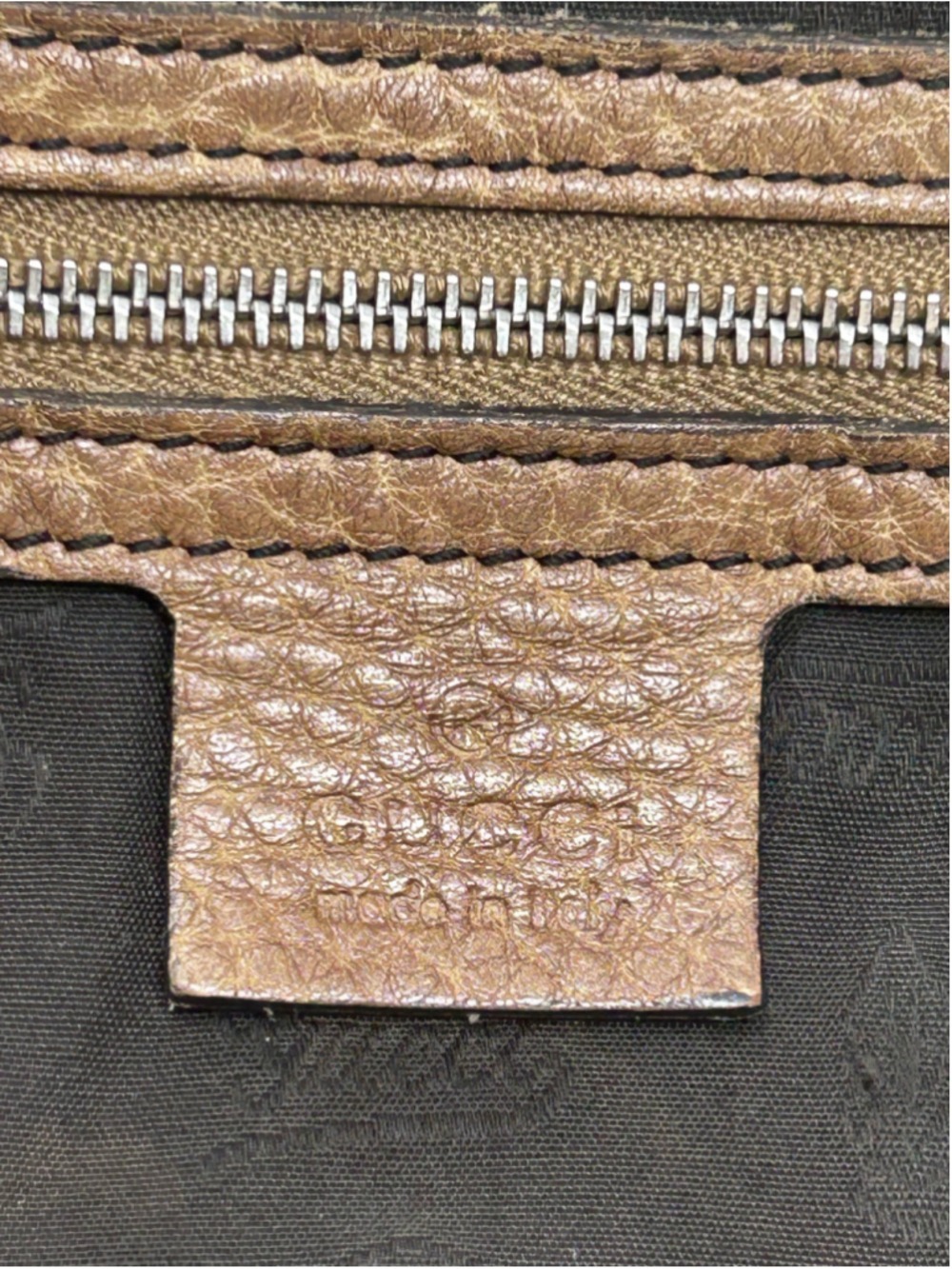 Gucci GG Canvas Bamboo Bar Tote Beige Monogram Shoulder Bag Leather - Picture 13 of 16